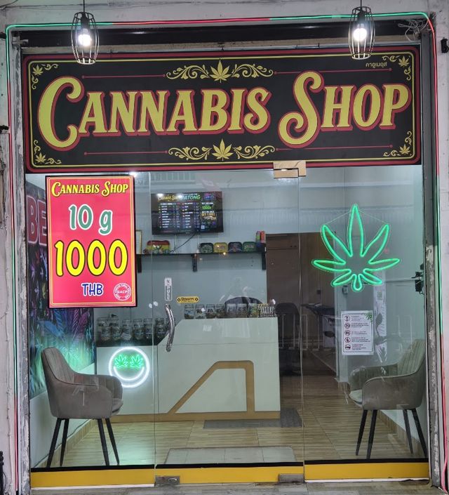 CANNABIS SHOP PATONG | 100฿ per G | Weed Marijuana Dispensary | Lounge | Coffee Shop | CALI WEED | Patong Beach storefront