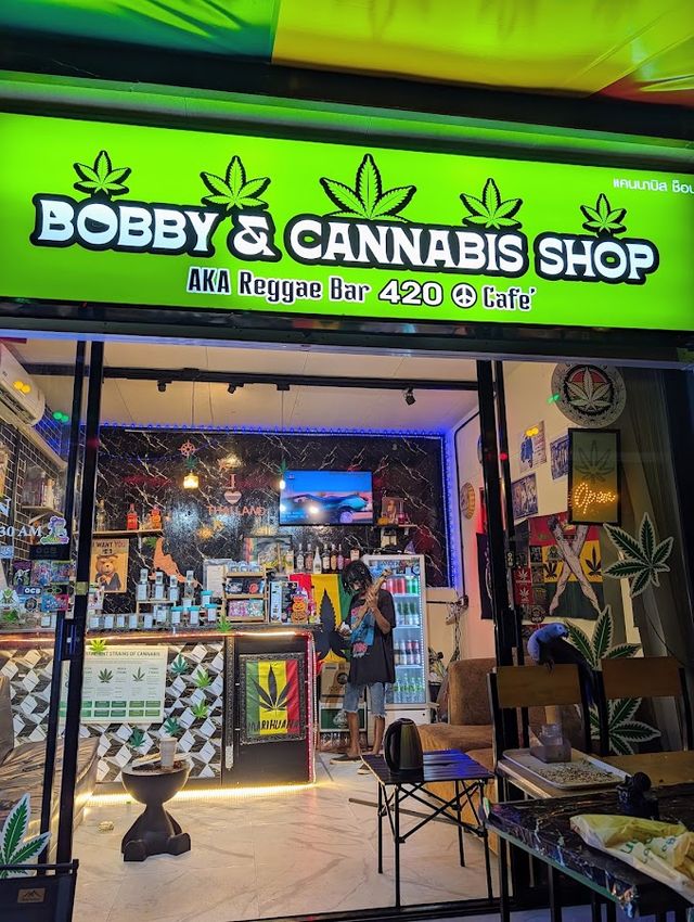 Bobby cannabis shop and reggae bar storefront