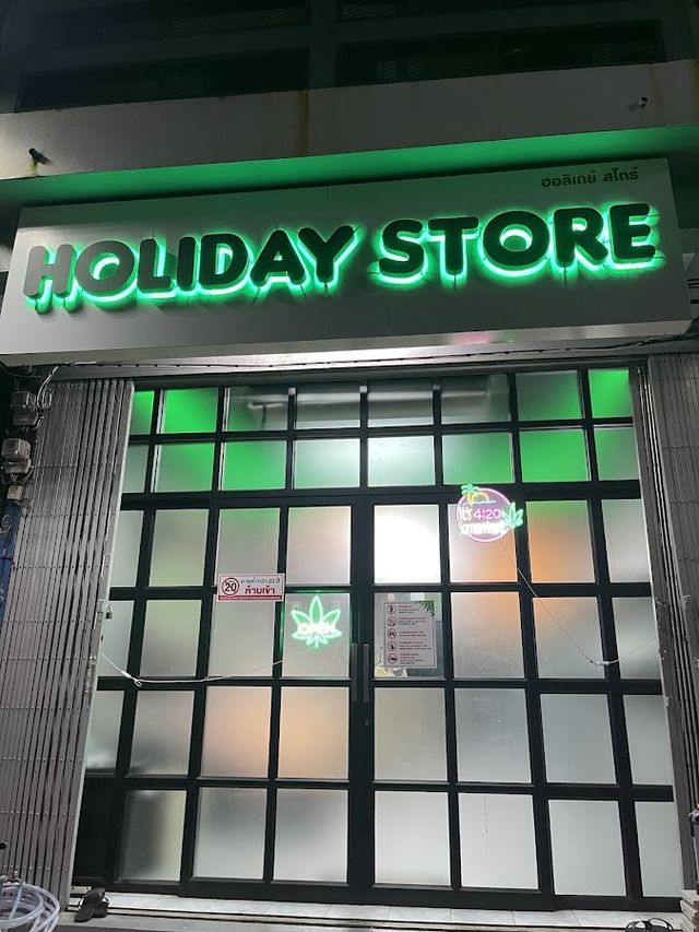 Holiday cannabis store storefront