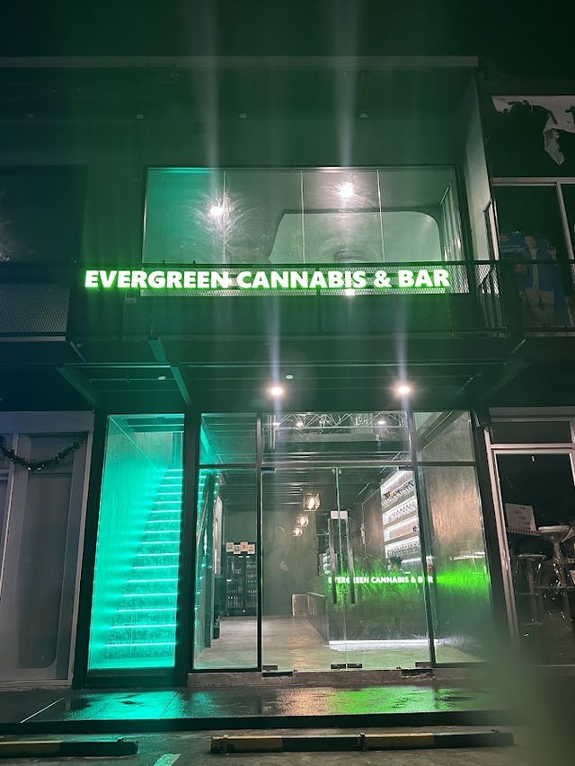 Evergreen cannabis and bar storefront