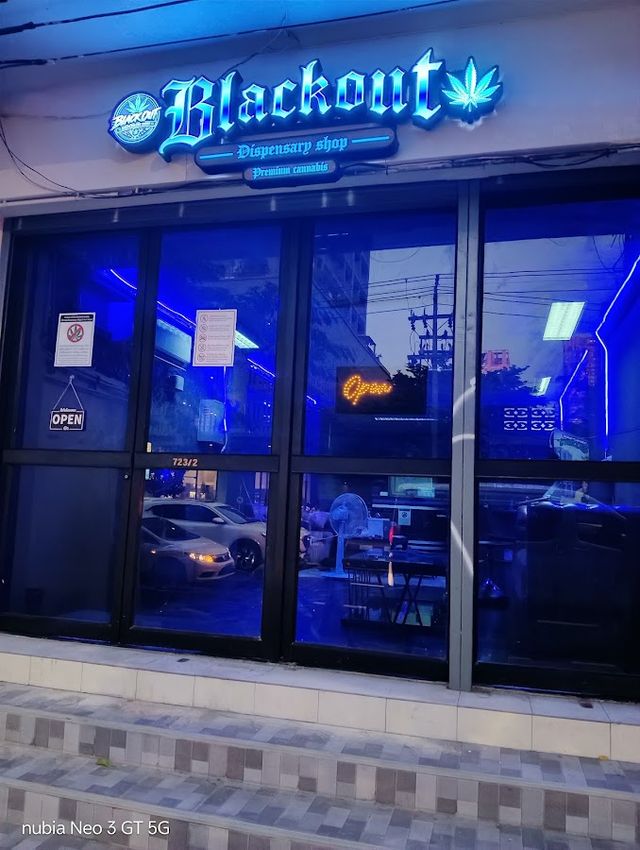 Black out dispensary shop storefront