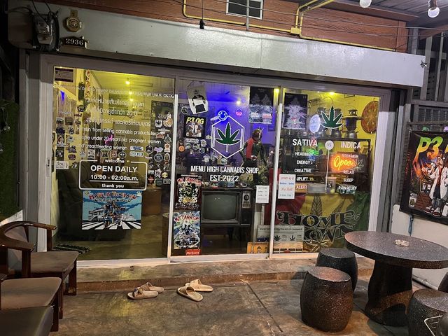Menu high cannabis shop storefront